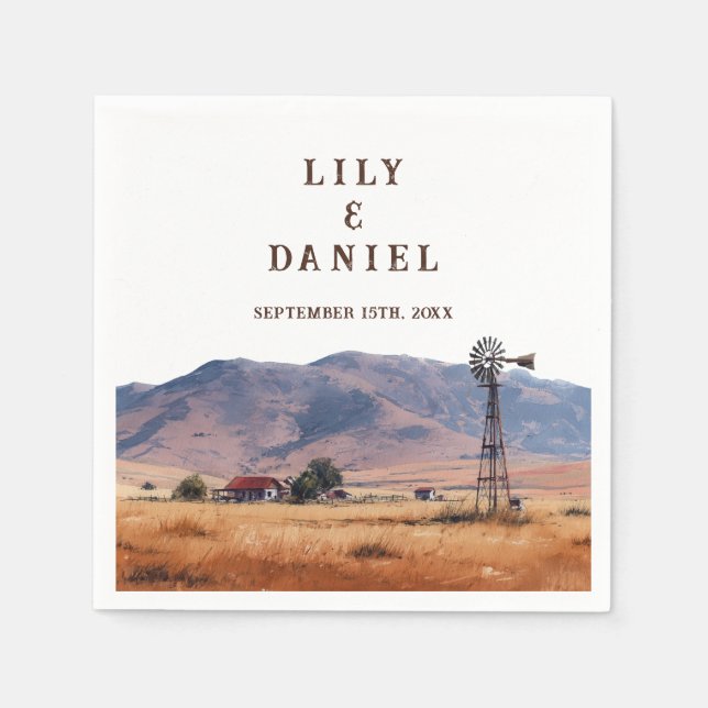 Western Mountain Ranch Wedding Serviette (Vorderseite)