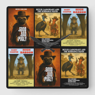Western-Movieposter-Parodie Quadratische Wanduhr