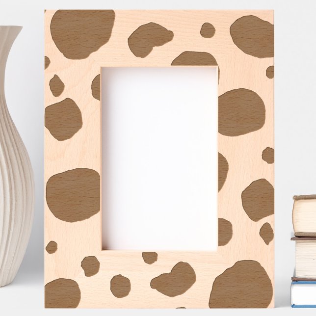 Western-Muster für Fun Cow Print Geätzte Rahmen (Fun modern cow print abstract etched wooden photo frame)