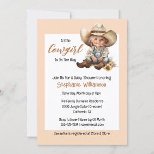 Western niedliche Cowgirl rosa Braun Babydusche Einladung
