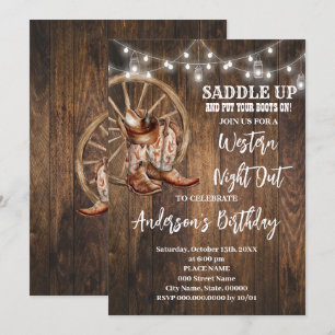 Western Night Out Country Cowboy Geburtstag Einladung
