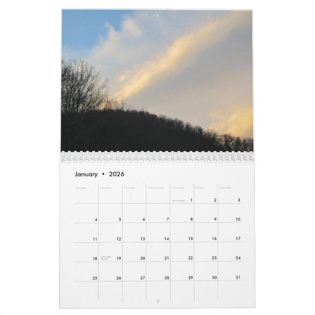 Western-Nord-Carolinagebirgslandschaften Kalender (Jan 2026)
