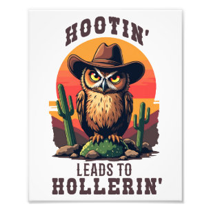 Western Owl Cowboy Hootin führt zu Hollerin Fotodruck