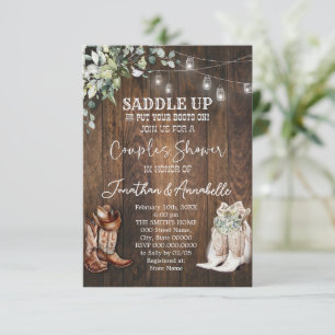 Western Paare Dusche Einladung, rustikaler Cowboy RSVP Karte