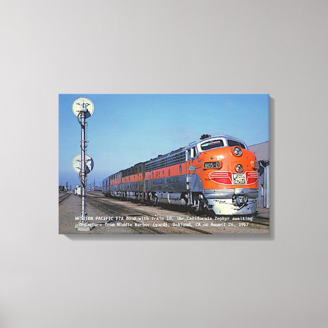 Western Pacific F7 California Zephyr 24" x 16" Leinwanddruck (Vorderseite)