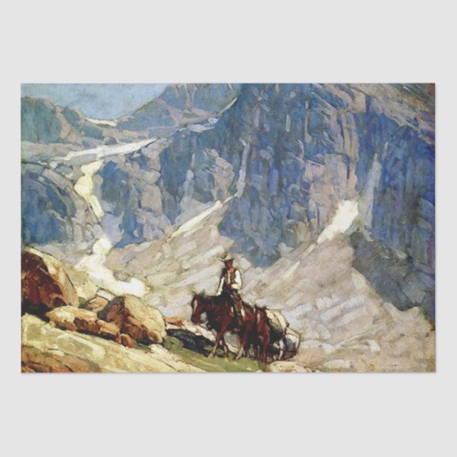 Western "Packin" Kunst von Edgar Payne Seidenpapier (Vorderseite)