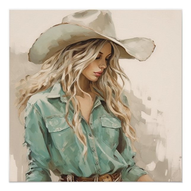 Western Paintbrush: Cowgirl Wall Art Poster (Vorderseite)