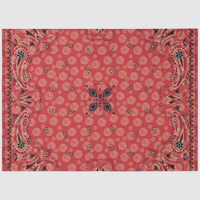 Western Paisley Red Bandana Print Decoupage L Seidenpapier (Vorderseite)