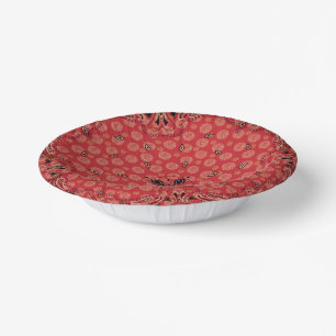 Western Paisley Red Bandana Print Party Pappteller