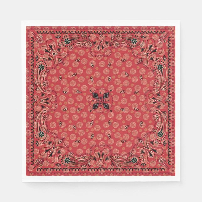 Western Paisley Red Bandana Print Party Serviette (Vorderseite)