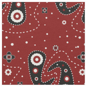 Western Paisley Red Black Fabric Stoff