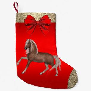 Western Palomino Pferde drucken rot Kleiner Weihnachtsstrumpf