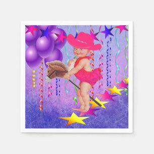 Western Party Baby Cowgirl auf Stick Ross Napkin Serviette