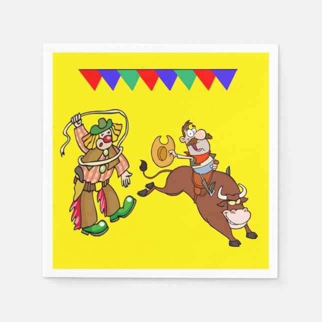 Western Party Bull Rider und Rodeo Clown Serviette (Vorderseite)