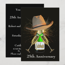 Western Party Champagner und Cowboyhut nach Maß Einladung
