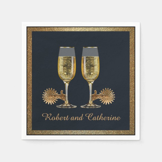 Western Party Champagner und Individuelle Name Serviette (Vorderseite)