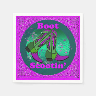 Western Party Cowboy Boot Scootin' Tanz Lila Serviette
