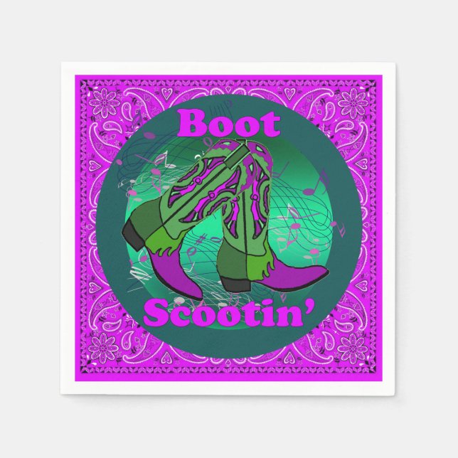 Western Party Cowboy Boot Scootin' Tanz Lila Serviette (Vorderseite)