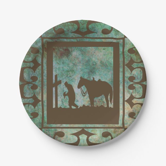 Western Party Cowboy Gebet Papier Teller (Vorderseite)