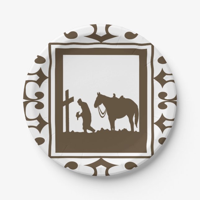 Western Party Cowboy Gebet Papier Teller (Vorderseite)