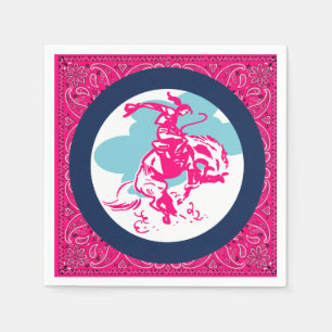 Western Party Cowgirl Reiten Bucking Pferd Serviette