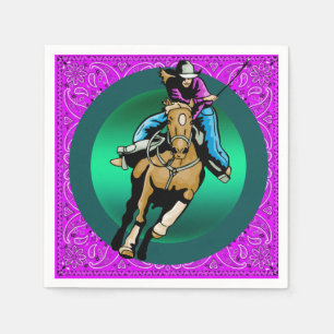 Western Party Cowgirl Reiten Pferd Lila Bandana Serviette