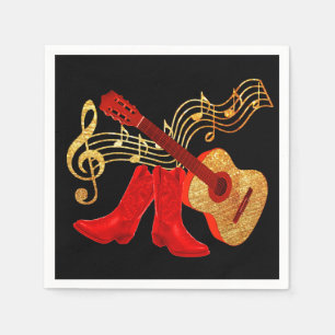 Western Party Gitarre und Cowboy Stiefel Napkins Serviette