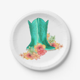 Western Party Hochzeit Cowboy Stiefel und Blume Pappteller