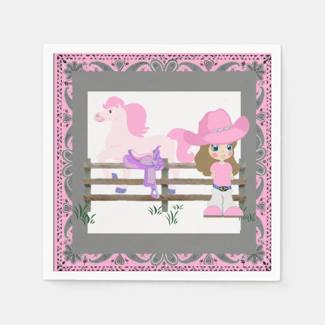 Western Party Kleines Cowgirl Pferderücken Sattel  Serviette (Vorderseite)