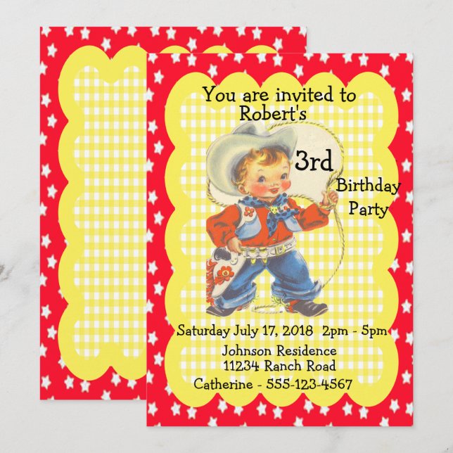 Western Party Little Cowboy Einladung (Vorne/Hinten)