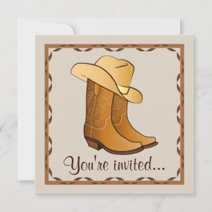 Western-Party mit Cowgirl-Boots und Hut Einladung