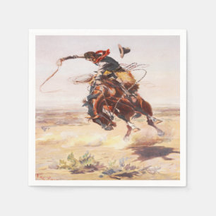 Western Party Napkins Cowboy Riding Bucking Horse Serviette