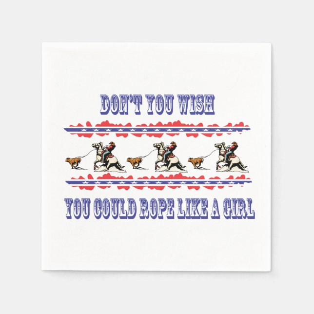 Western Party Napkins Rodeo Cowgirl Calf Roping Serviette (Vorderseite)