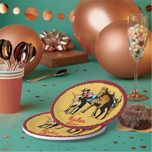 Western-Party-Ochse-Wrestling-Papier-Teller Pappteller