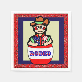 Western Party Rodeo Clown und Fass Serviette