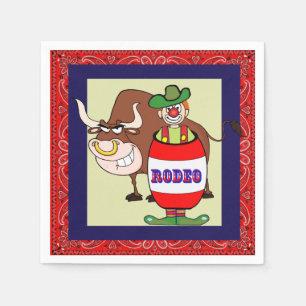 Western Party Rodeo Clownfass und Bulle Serviette