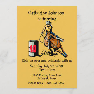 Western Party Rodeo Cowgirl Barrel Racer Einladung