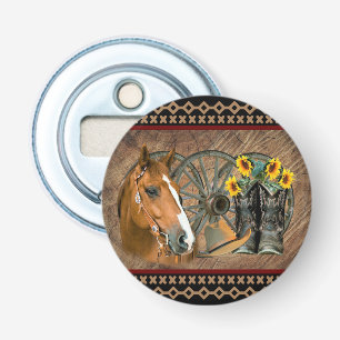 Western-Pferd-Cowboy-Stiefel-Cowboyhut-Wagenrad Flaschenöffner