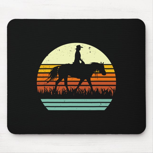 Western Pferd und Reiter Retro Sun Stil Mousepad (Vorne)