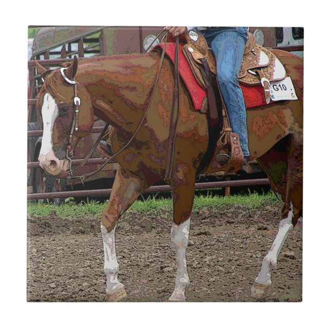 Western Pferde-Cartoon Fliese (Vorderseite)