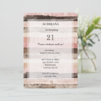 Western Pink Brown Streifen Geburtstag Einladung