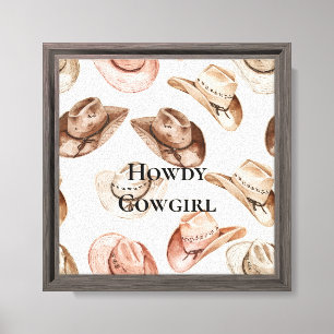 Western Pink Creme Brown Cowgirl Hats Leinwanddruck