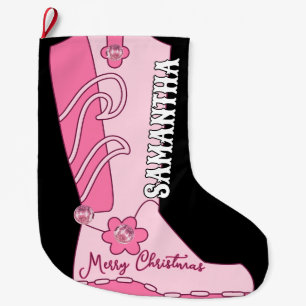 Western Pink Disco Costal Cowgirl Boot Individuell Großer Weihnachtsstrumpf