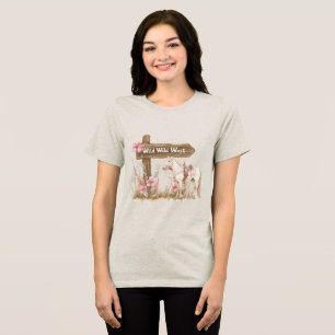 Western Pink Floral Wild Westpferd Tri-Blend Shirt