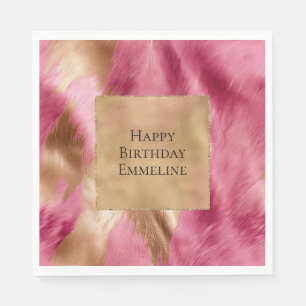 Western Pink Gold Brown Cowgirl Cowhide Serviette