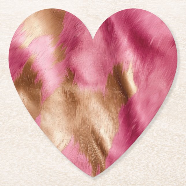 Western Pink Gold Brown Cowgirl Cowhide Untersetzer (Vorderseite)