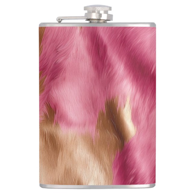 Western Pink Gold Cowgirl Cowhide Flachmann (Vorderseite)