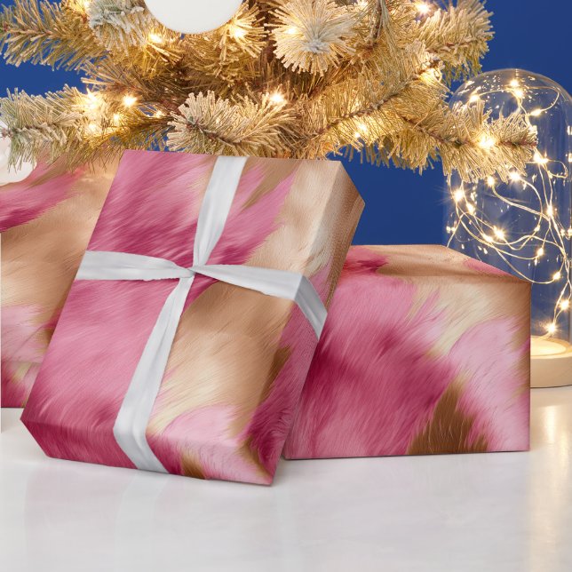 Western Pink Gold Cowgirl Cowhide Geschenkpapier (Feiertage)