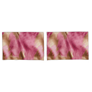 Western Pink Gold Cowgirl Cowhide Kissenbezug