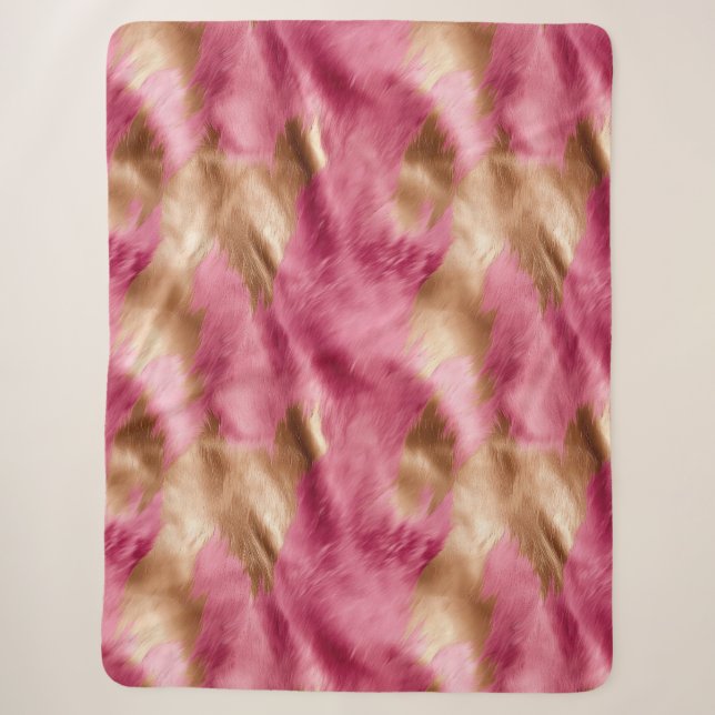 Western Pink Gold Cowgirl Cowhide Sherpadecke (Vorderseite)